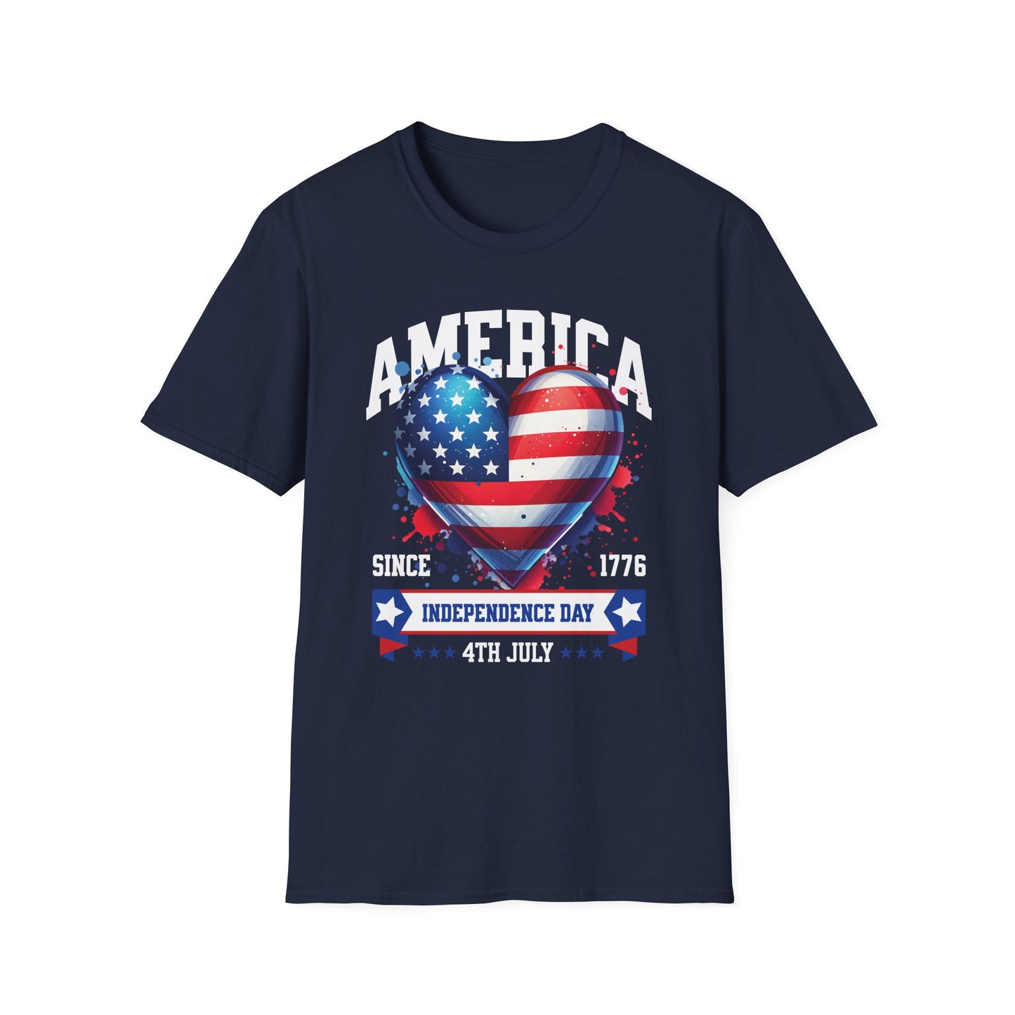 America Independence Day Heart T Shirt