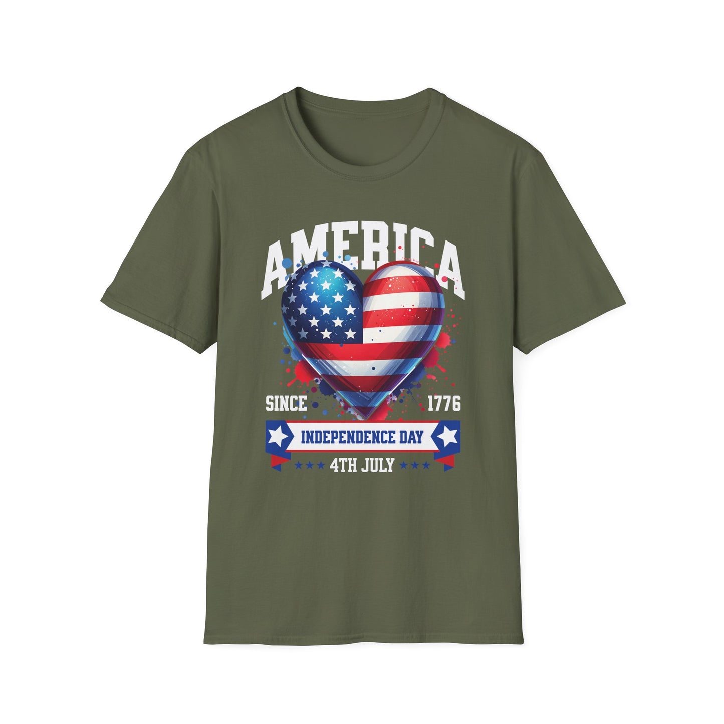 America Independence Day Heart T Shirt
