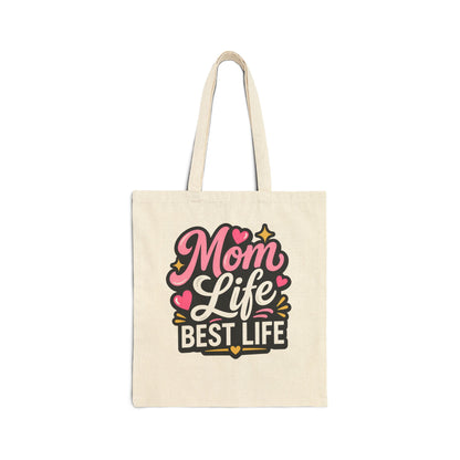 Mom Life Best Life Canvas Tote - Mother’s Day Gift Shopper Bag