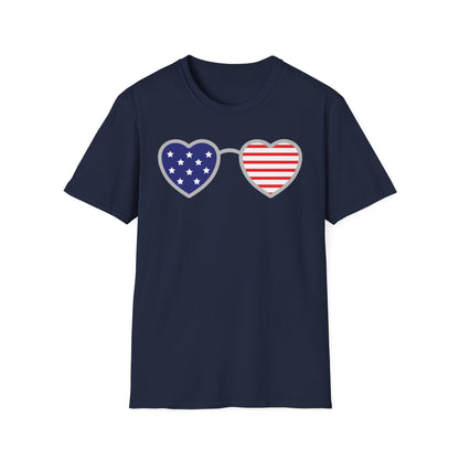 Patriotic Heart Sunglasses T Shirt