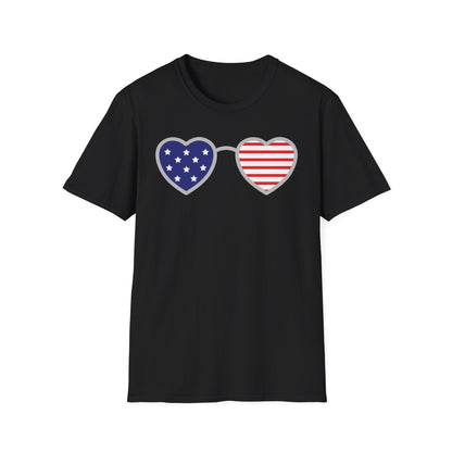 Patriotic Heart Sunglasses T Shirt