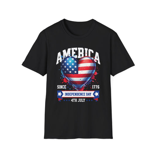 America Independence Day Heart T Shirt
