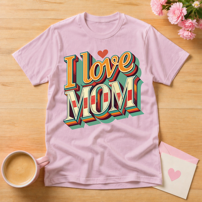 I Love Mom Retro T Shirt