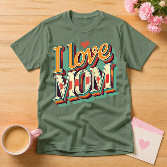 I Love Mom Retro T Shirt
