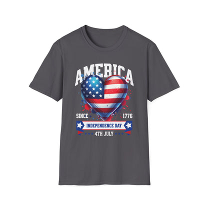America Independence Day Heart T Shirt